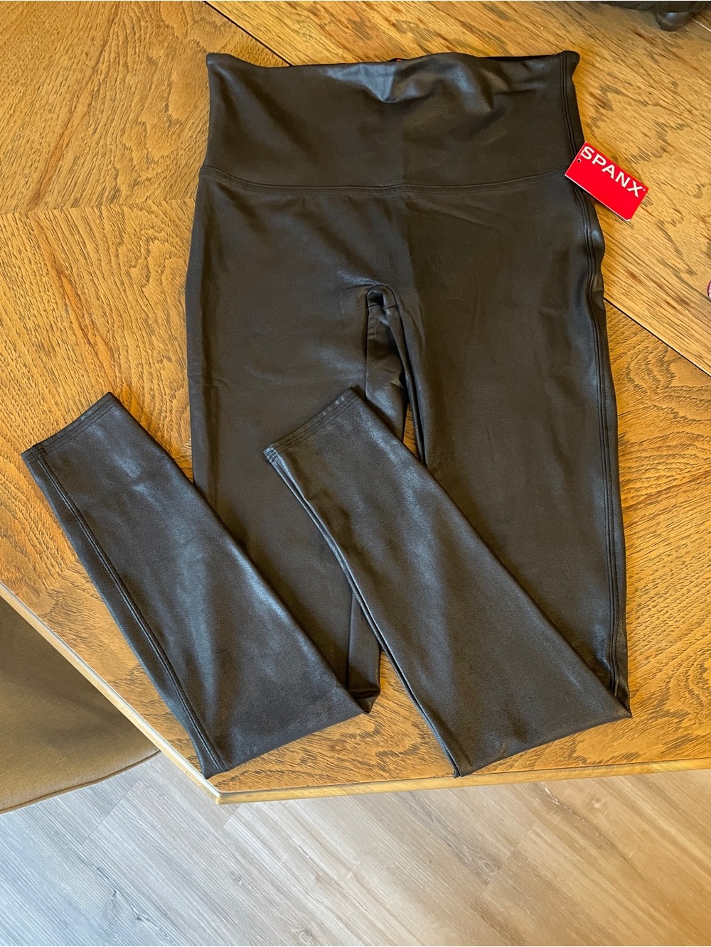 SPANX Black Faux Leather High-Waist Shaping Leggings